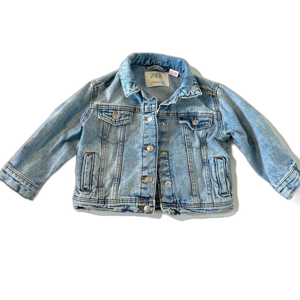 ZARA Baby Blue Denim Jean Jacket Long Sleeve 12-18 Months Button Front
